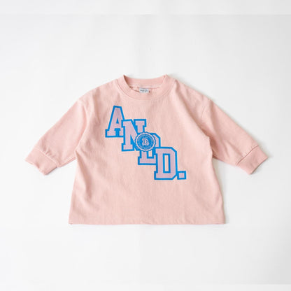 【USA棉】AND標誌寬鬆大學風長袖T恤