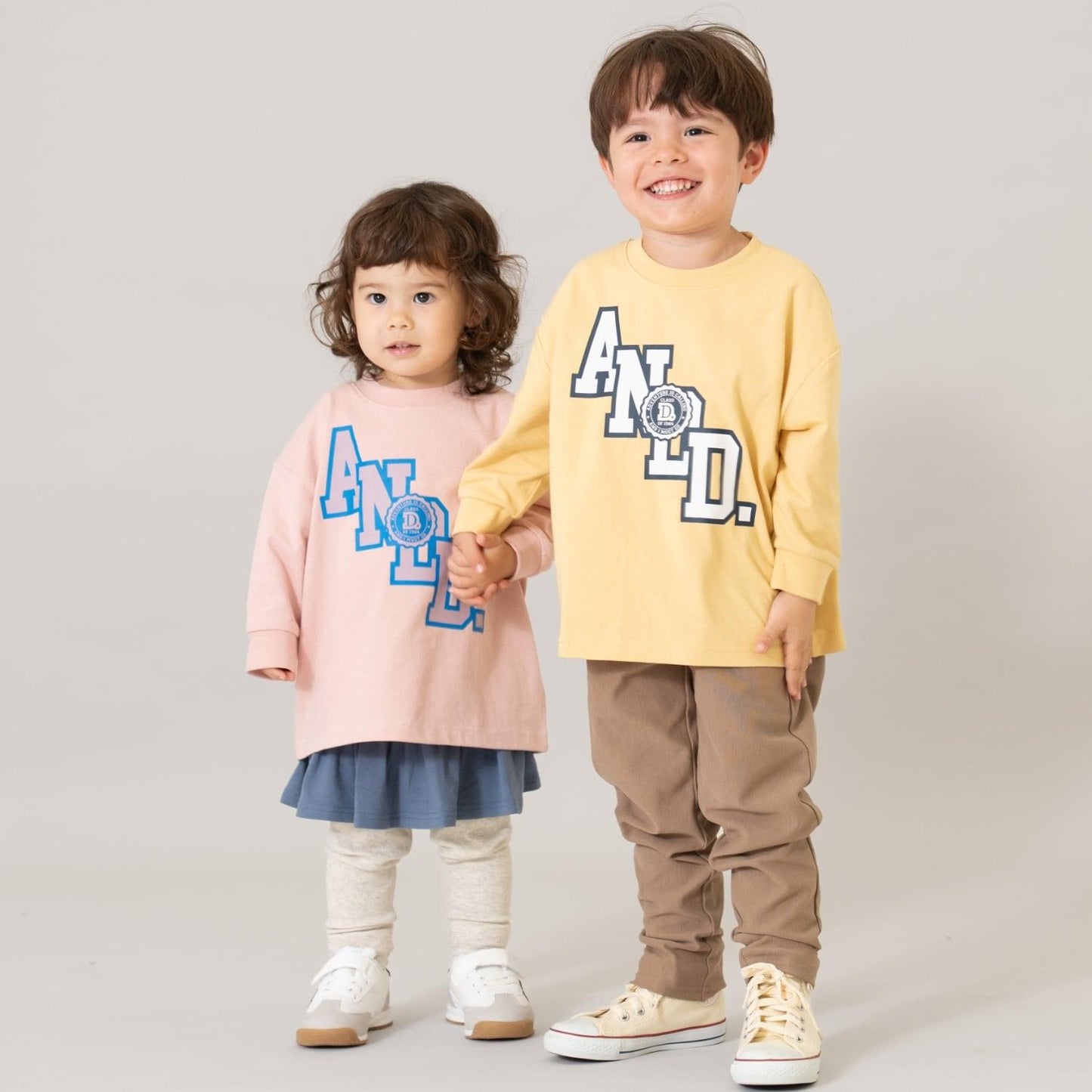 【USA棉】AND標誌寬鬆大學風長袖T恤