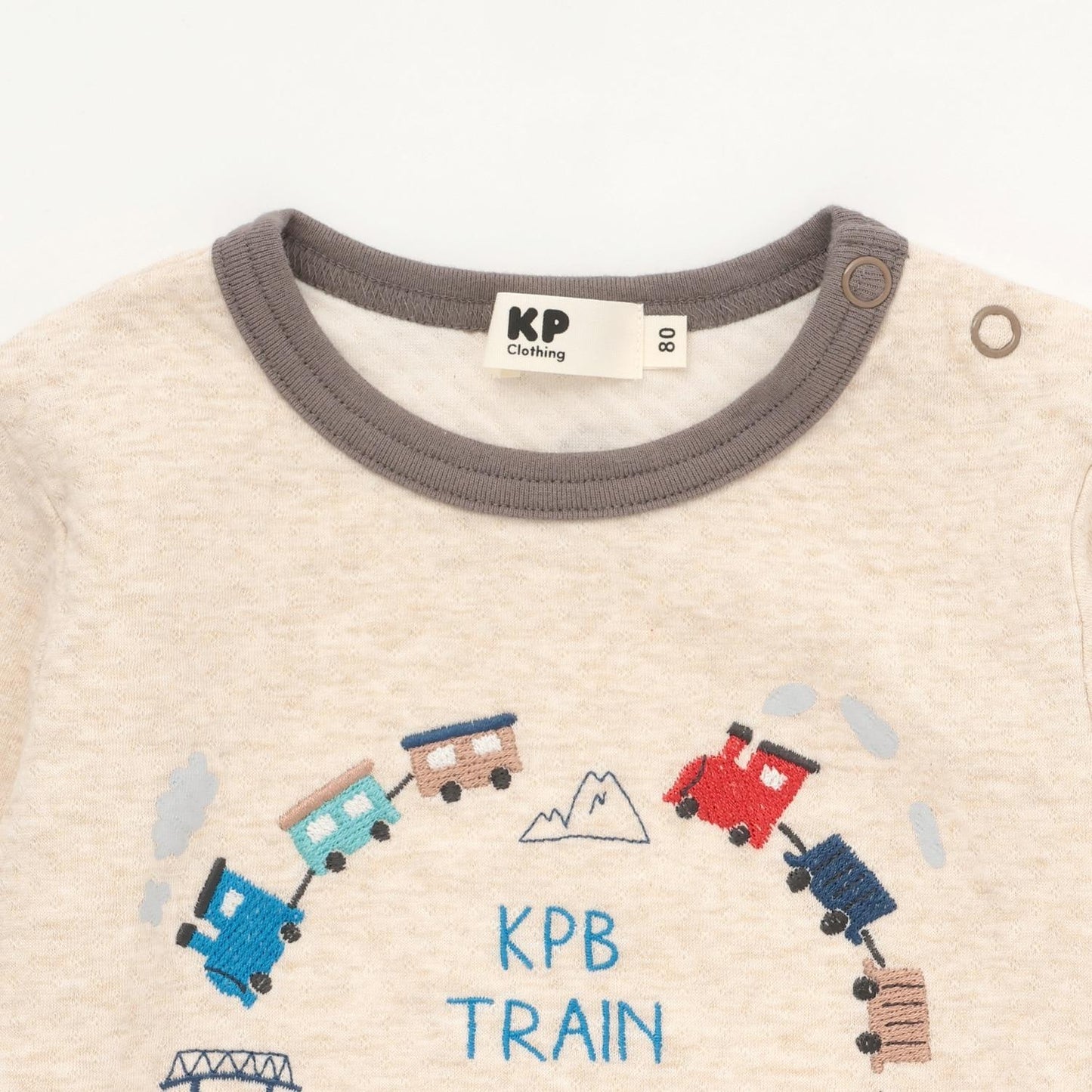 電車刺繡拼接長袖T恤