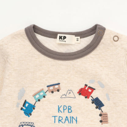 電車刺繡拼接長袖T恤