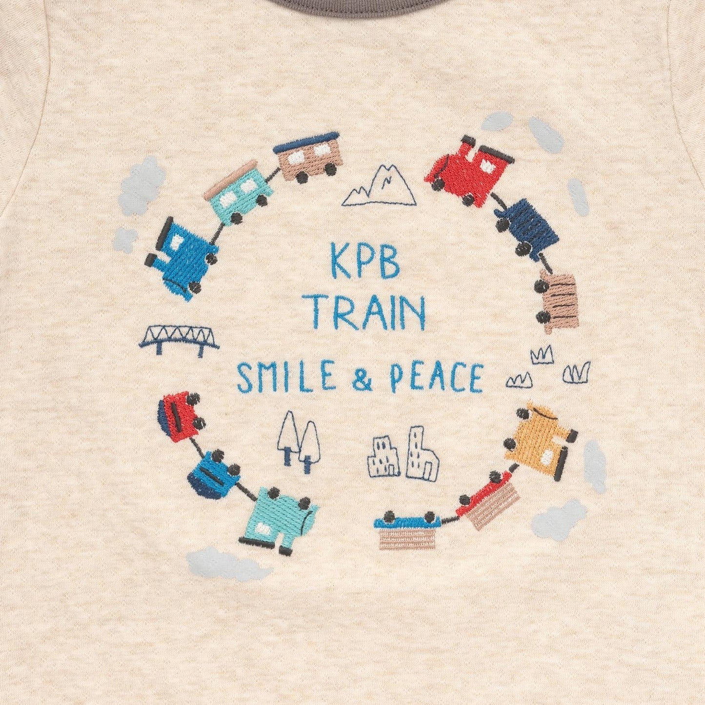 電車刺繡拼接長袖T恤