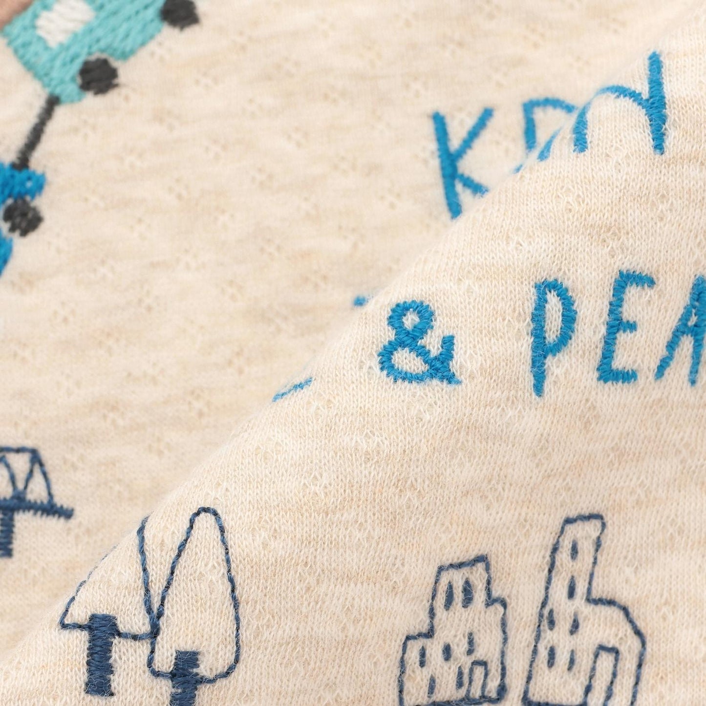 電車刺繡拼接長袖T恤