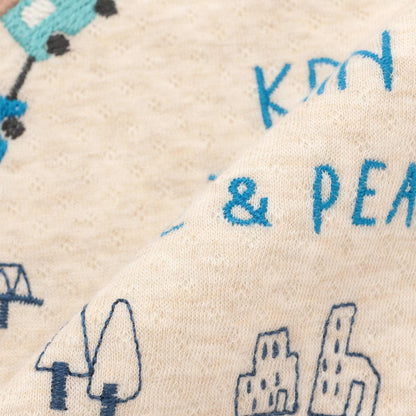 電車刺繡拼接長袖T恤