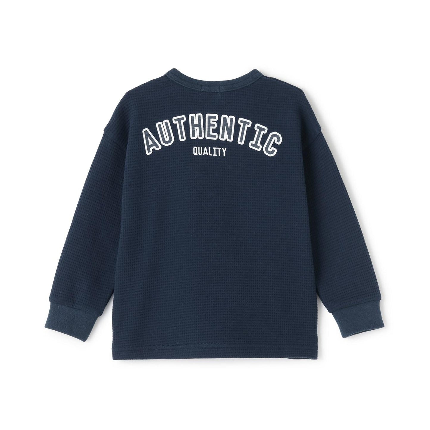 格紋恐龍貼布繡華夫格長袖T恤