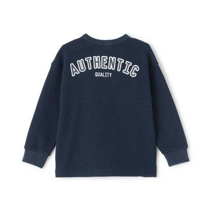 格紋恐龍貼布繡華夫格長袖T恤