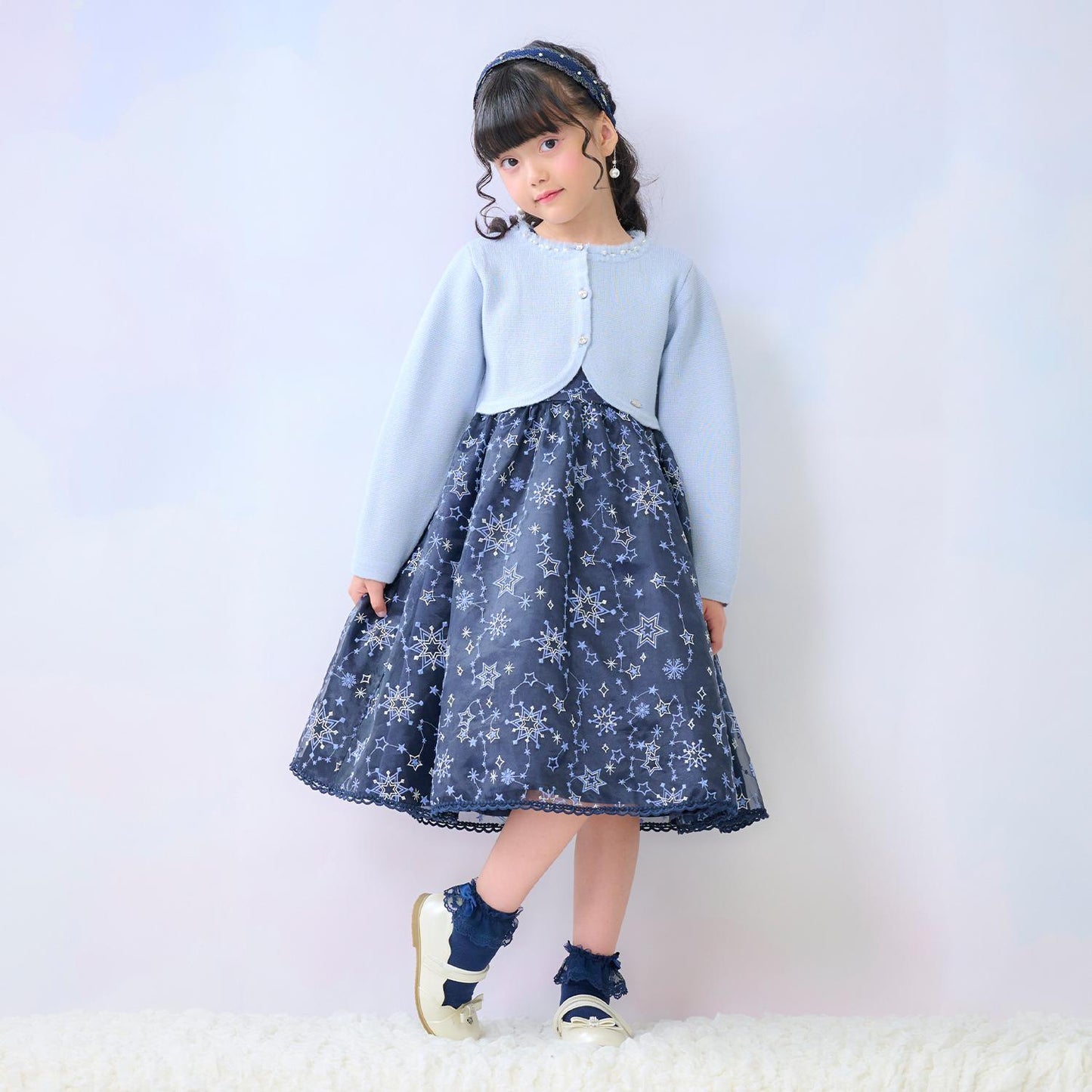 閃亮星星刺繡連衣裙