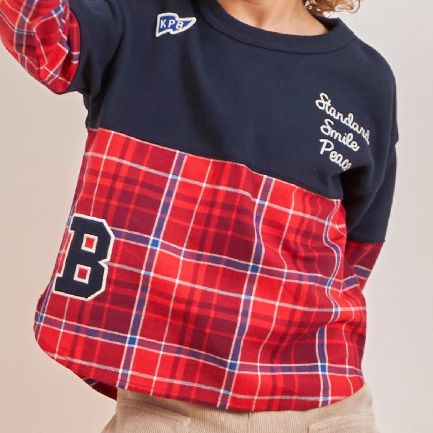 加絨人字紋格子衛衣