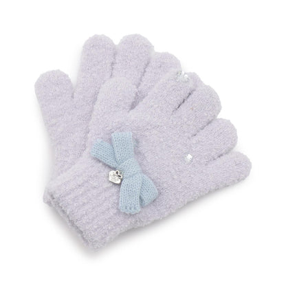 蝴蝶結棉花糖針織手套