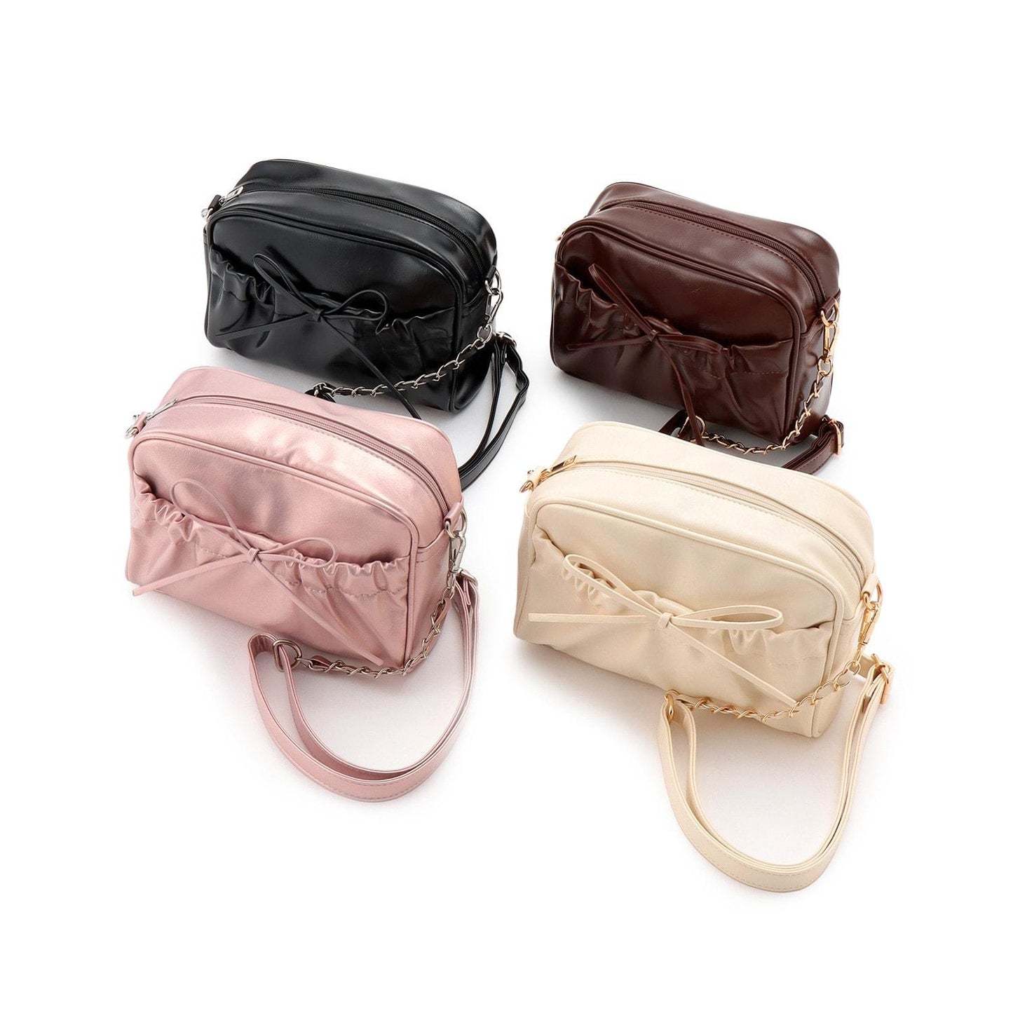 褶皺口袋蝴蝶結單肩包