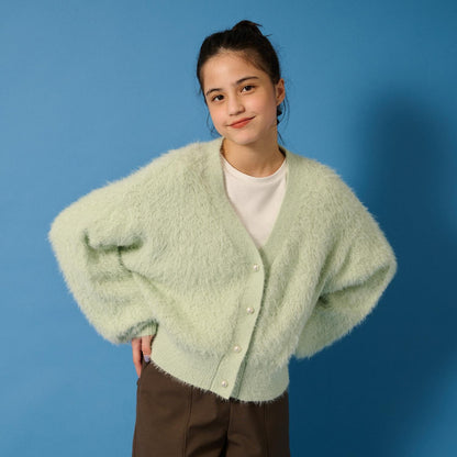 【AMI】長毛針織開衫×長袖T恤套裝