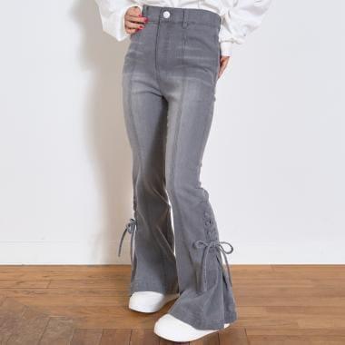 繫帶喇叭牛仔褲