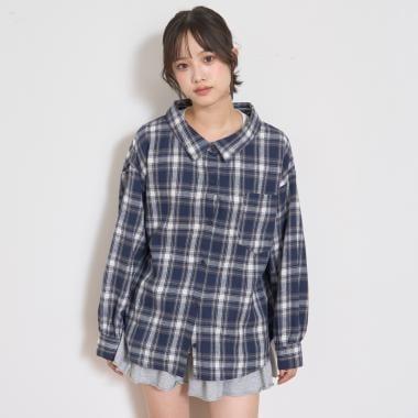 2WAY長袖格子襯衫套裝