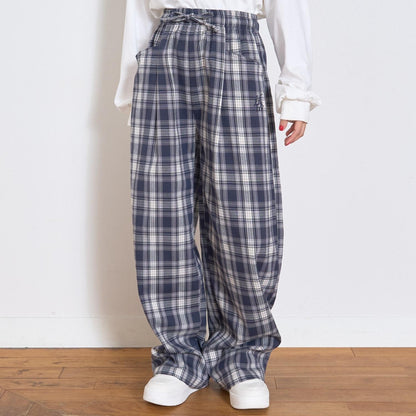 夏日感易穿格紋拉鍊褲