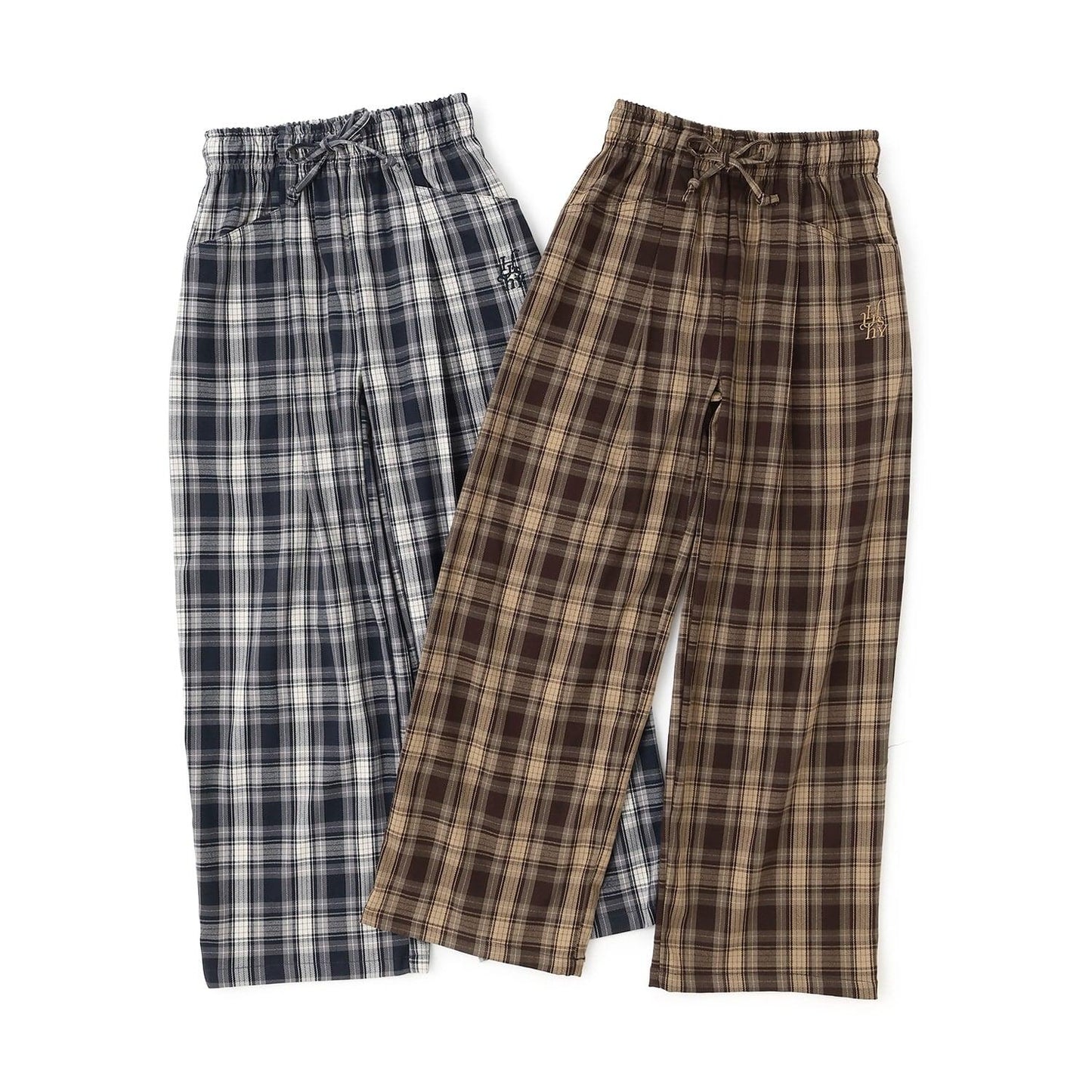 夏日感易穿格紋拉鍊褲