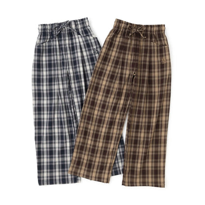 夏日感易穿格紋拉鍊褲