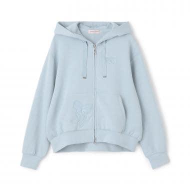 蝴蝶結貼飾雙拉鍊連帽衛衣