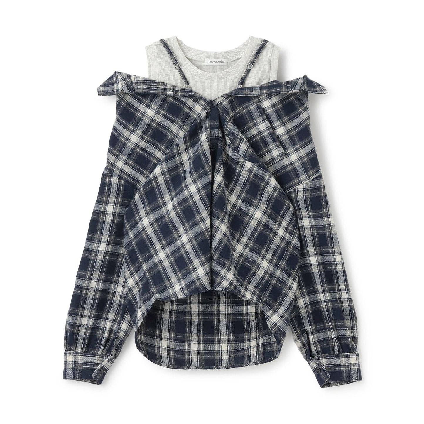 2WAY長袖格子襯衫套裝