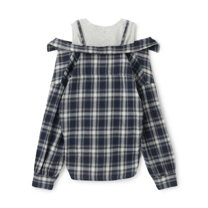 2WAY長袖格子襯衫套裝