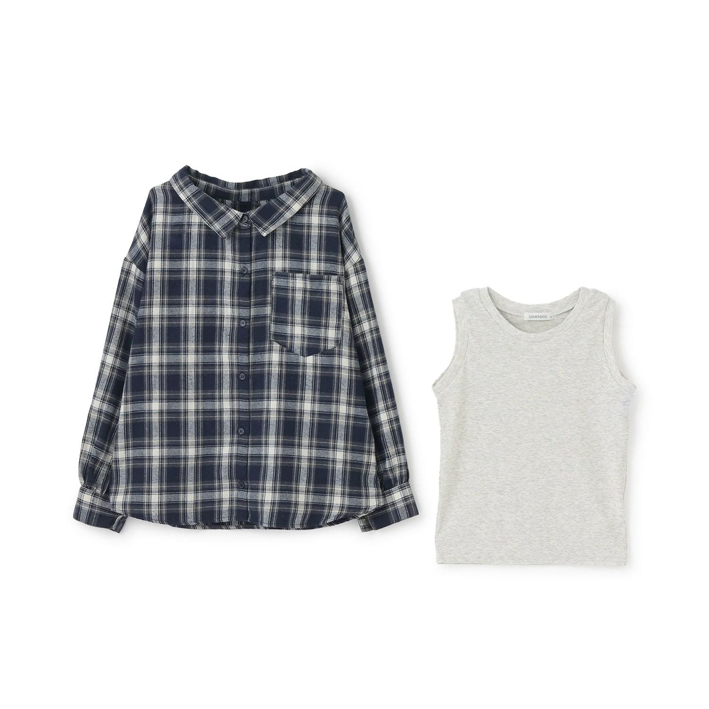 2WAY長袖格子襯衫套裝