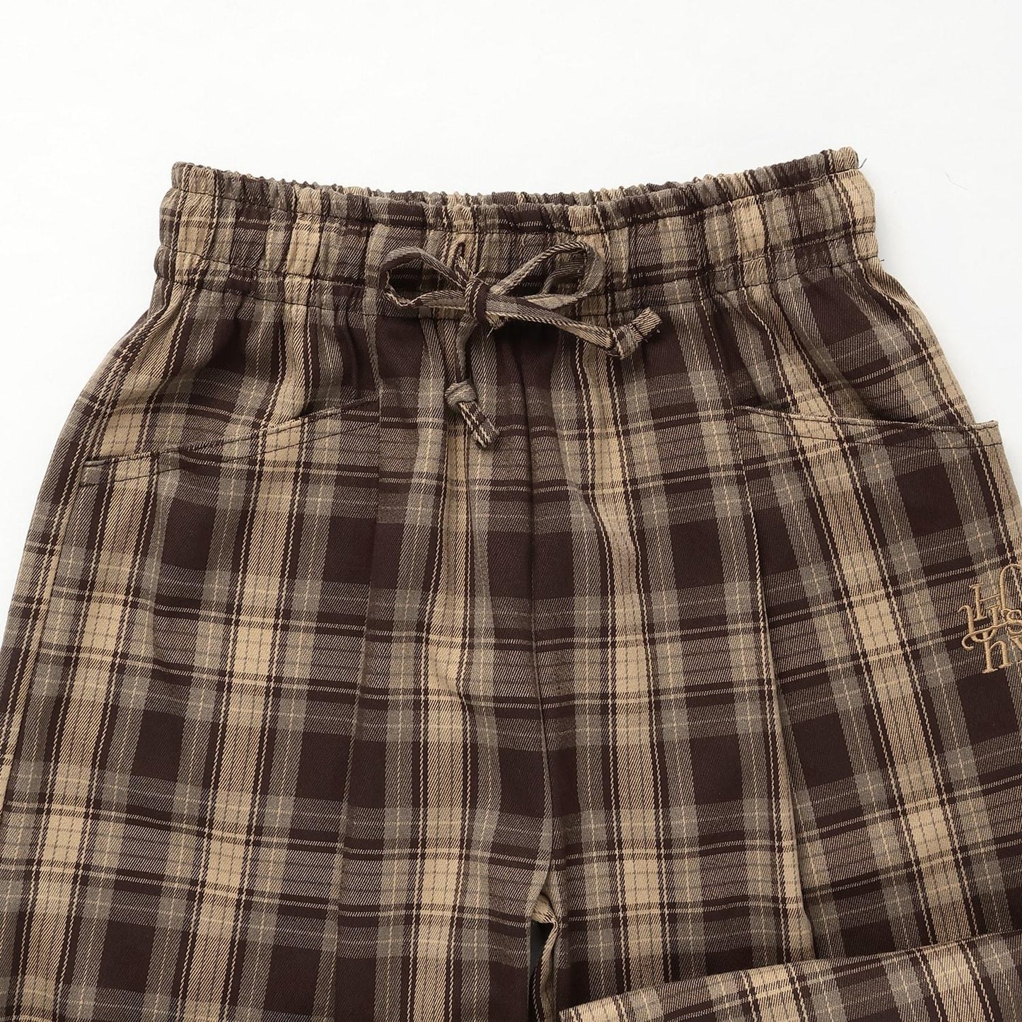 夏日感易穿格紋拉鍊褲