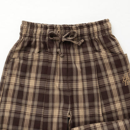 夏日感易穿格紋拉鍊褲