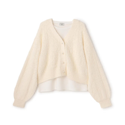 【AMI】長毛針織開衫×長袖T恤套裝