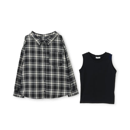 2WAY長袖格子襯衫套裝