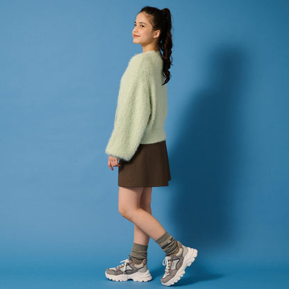 【AMI】長毛針織開衫×長袖T恤套裝