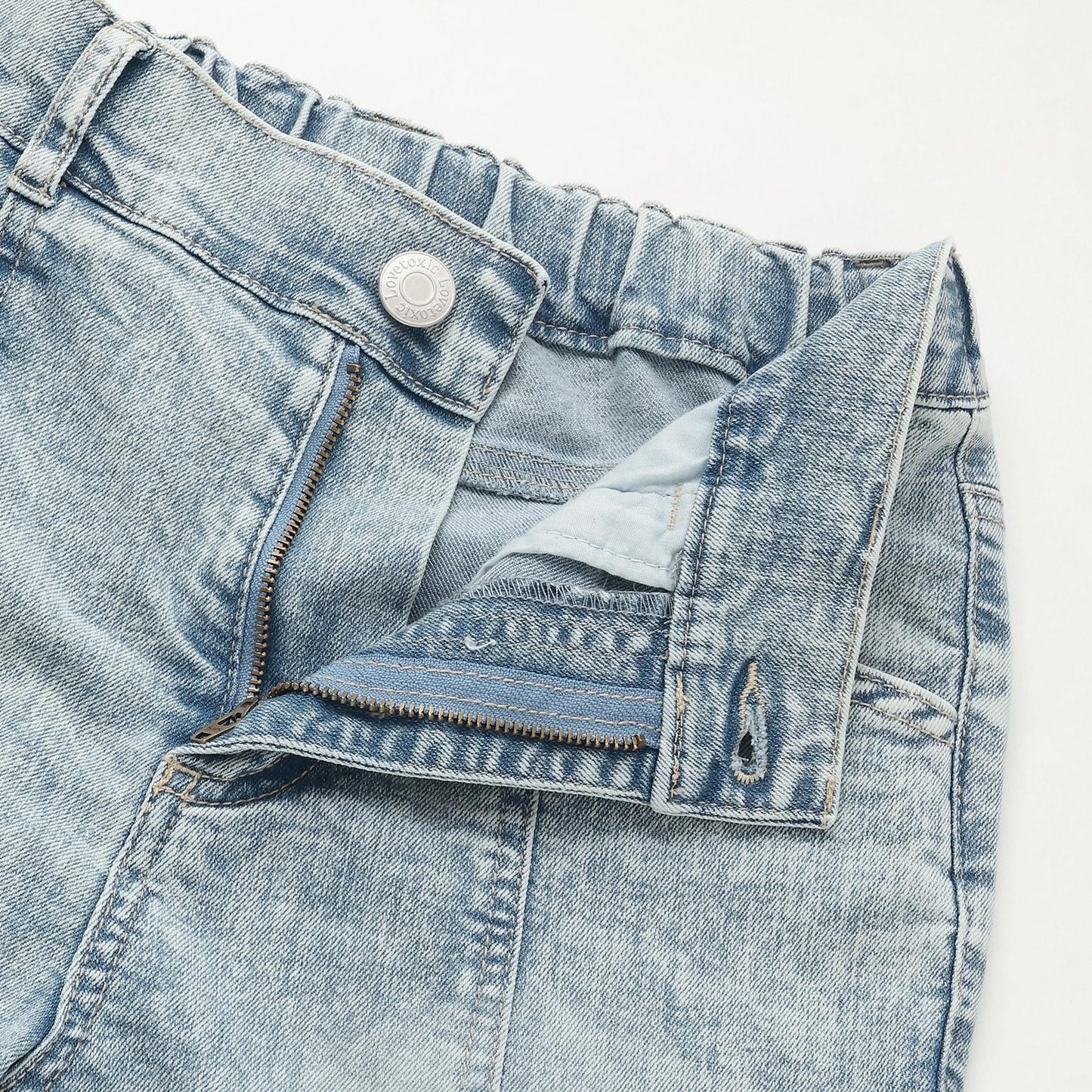 繫帶蝴蝶結喇叭牛仔褲