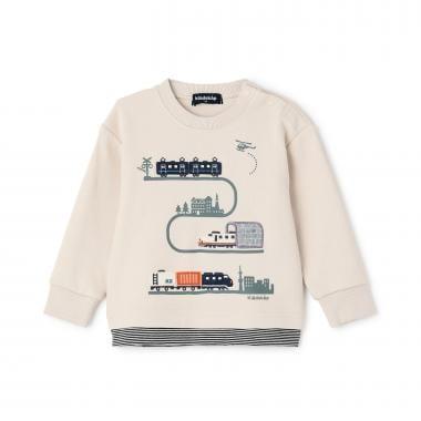 【人氣商品】【直營店無售】電車貼布繡拼接條紋下襬衛衣