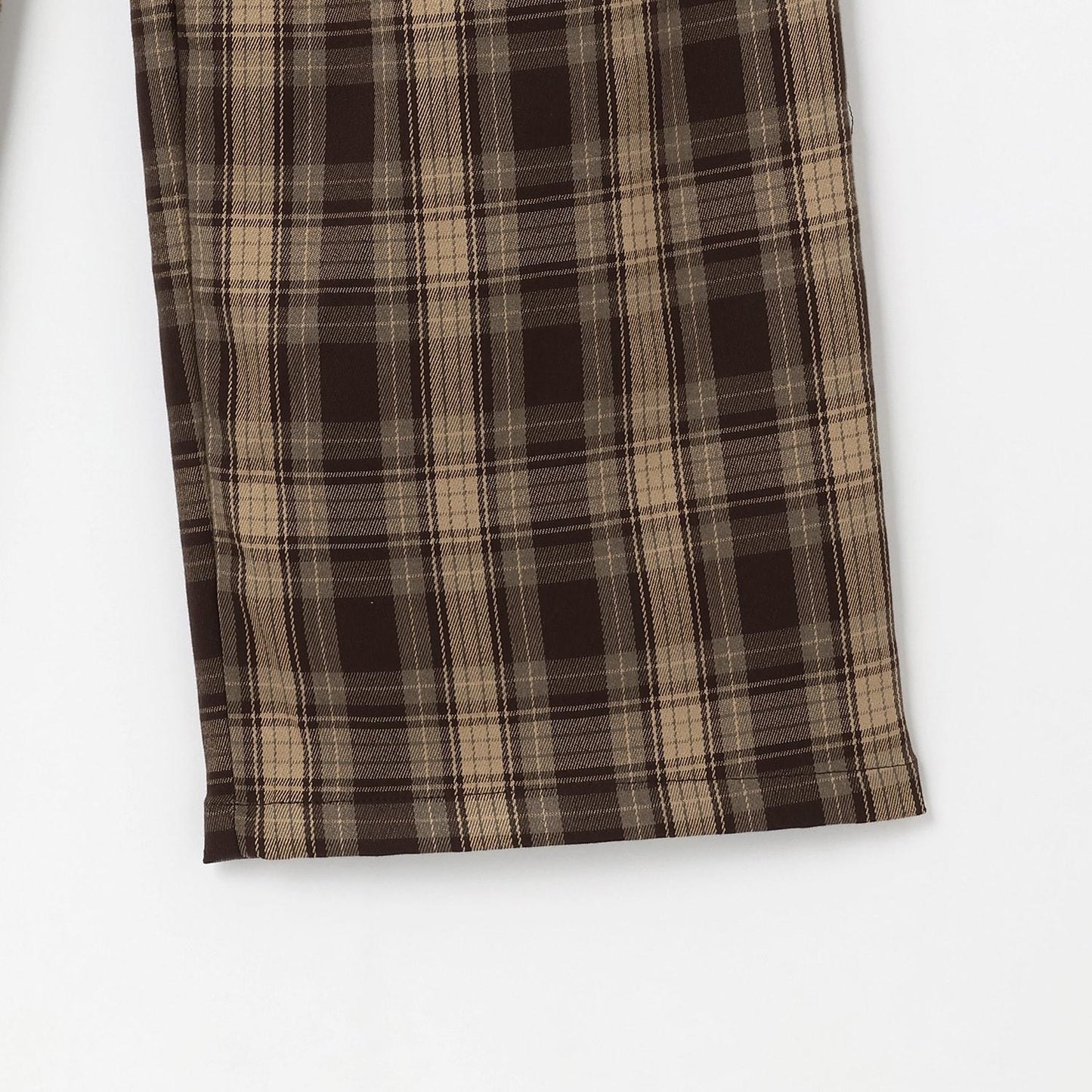 夏日感易穿格紋拉鍊褲