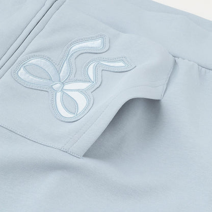 蝴蝶結貼飾雙拉鍊連帽衛衣