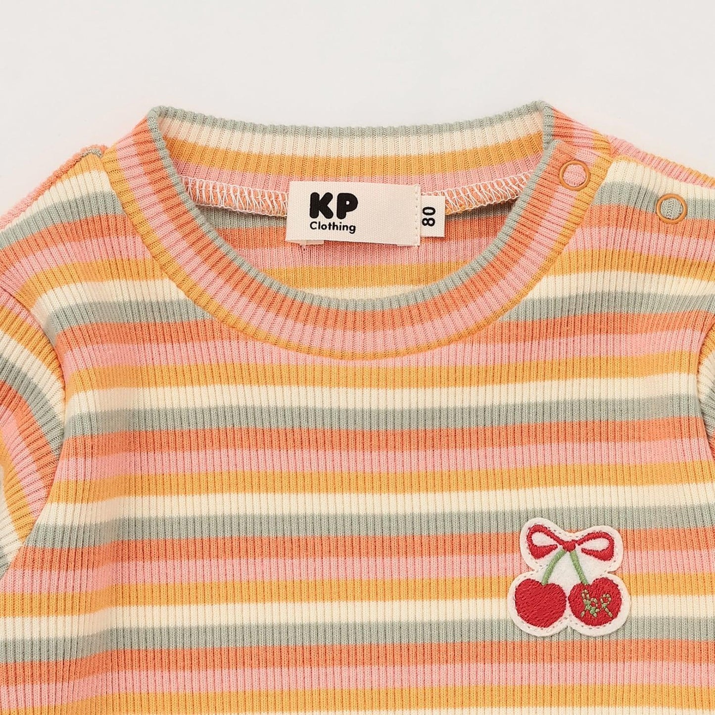 多色條紋羅紋長袖T恤