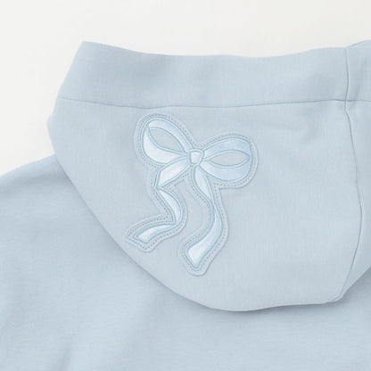 蝴蝶結貼飾雙拉鍊連帽衛衣