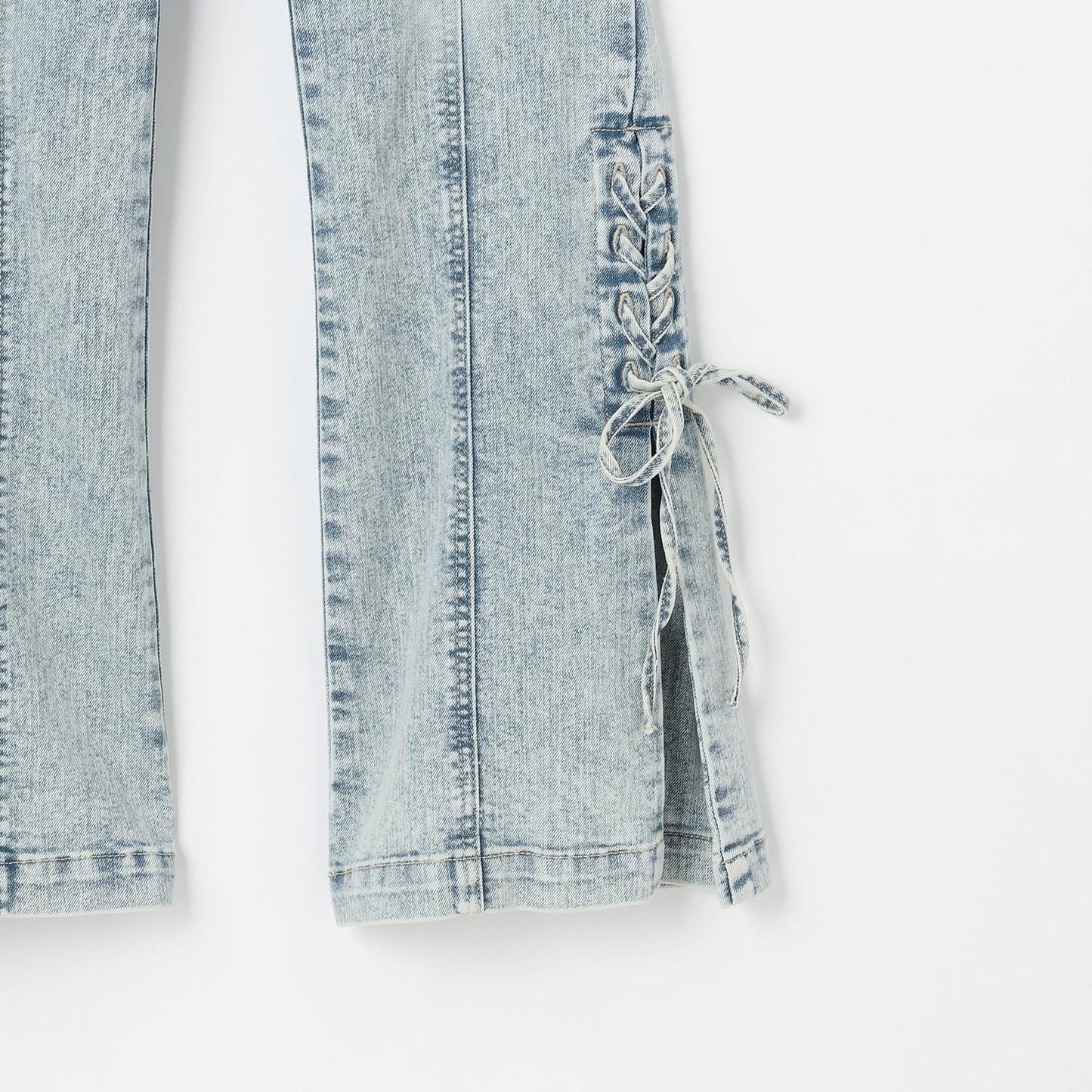 繫帶蝴蝶結喇叭牛仔褲