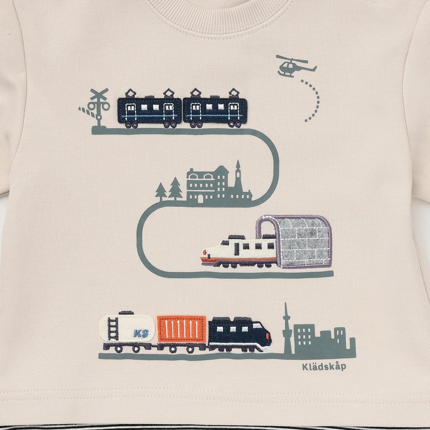 【人氣商品】【直營店無售】電車貼布繡拼接條紋下襬衛衣