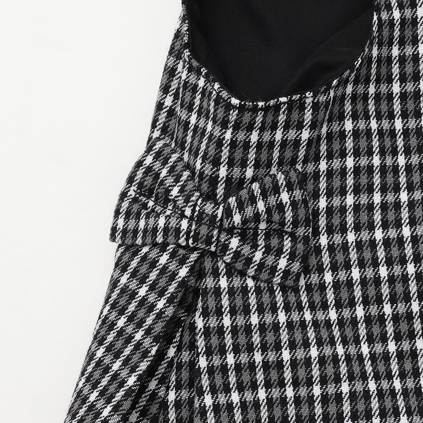 音符刺繡格紋連衣裙