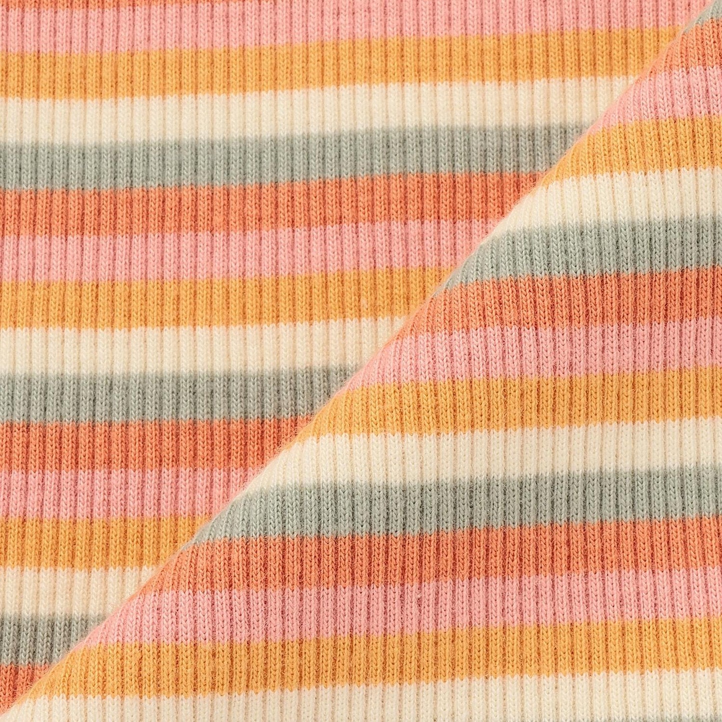 多色條紋羅紋長袖T恤