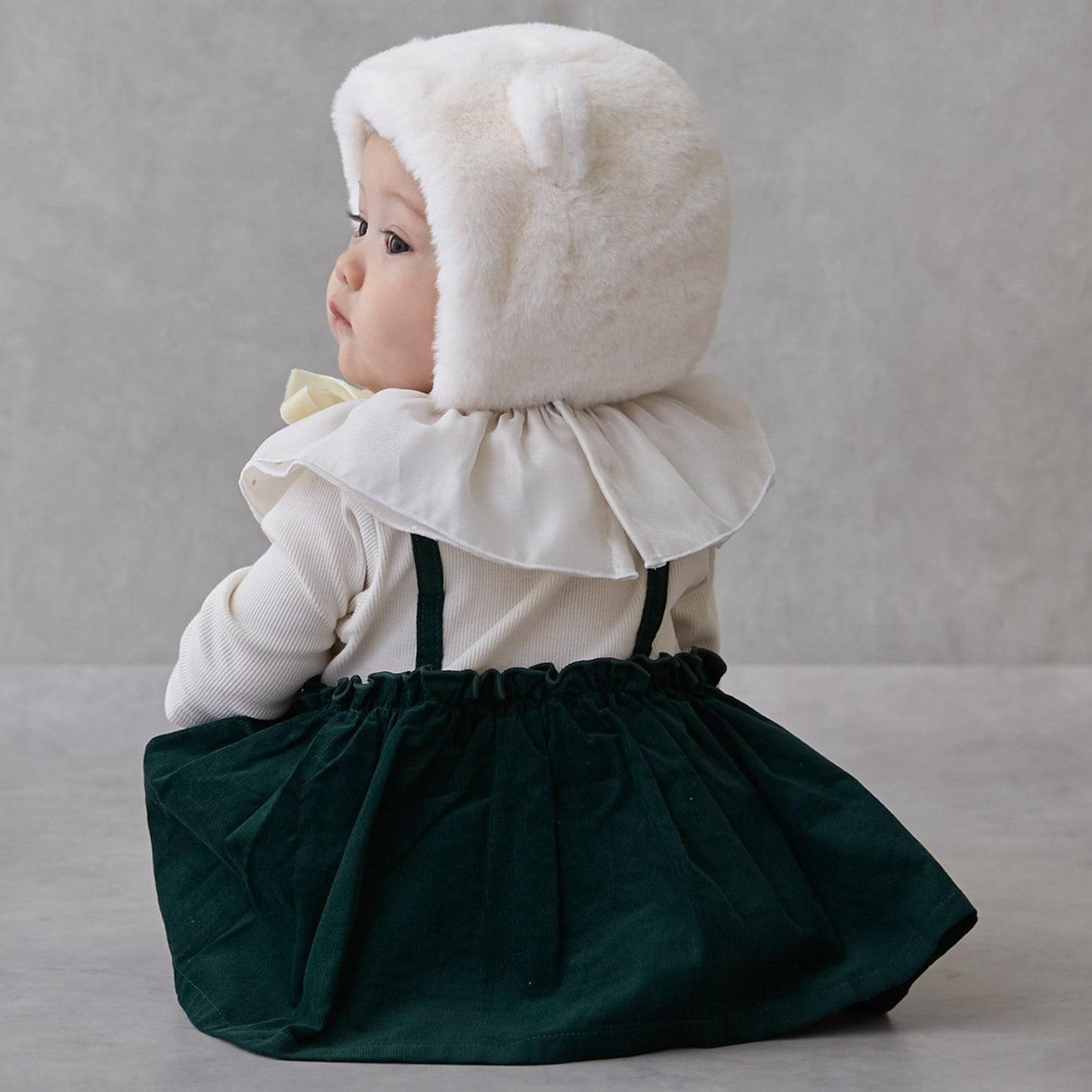 帶荷葉邊領格紋連體衣