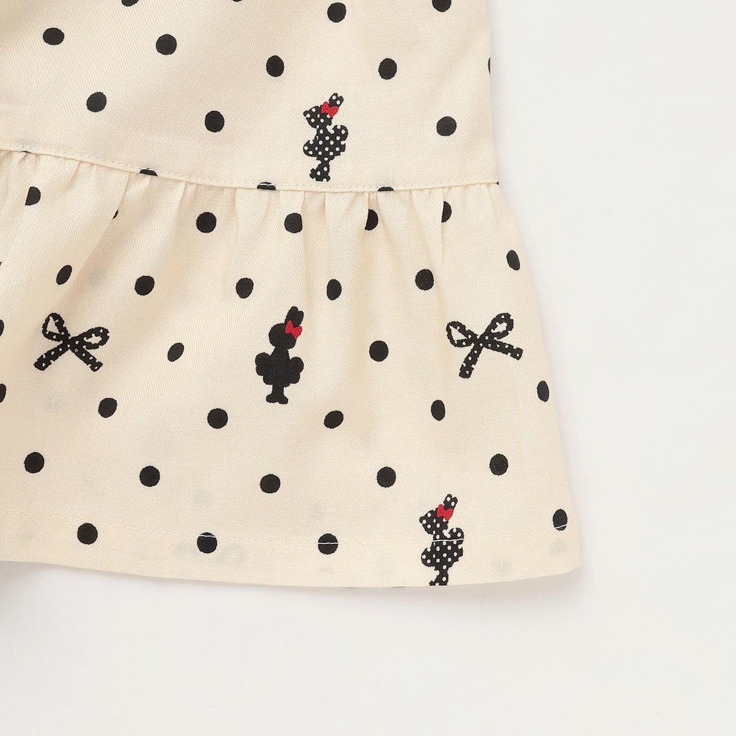 波點蝴蝶結圖案法蘭絨連衣裙【帶披肩】