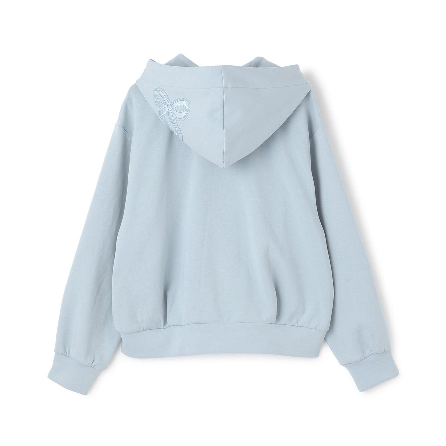 蝴蝶結貼飾雙拉鍊連帽衛衣