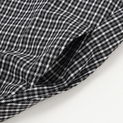 音符刺繡格紋連衣裙