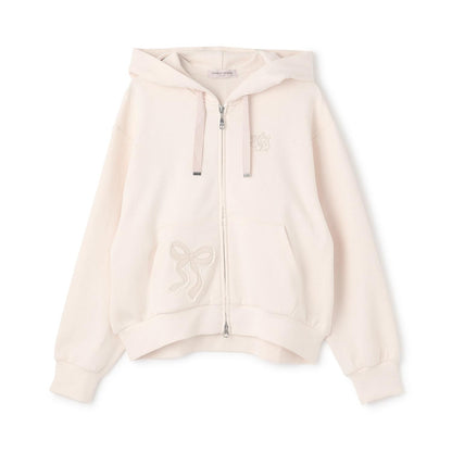 蝴蝶結貼飾雙拉鍊連帽衛衣