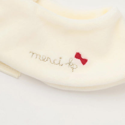 波點蝴蝶結圖案法蘭絨連衣裙【帶披肩】