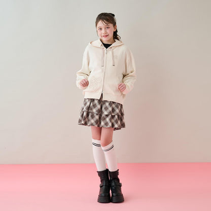 蝴蝶結貼飾雙拉鍊連帽衛衣