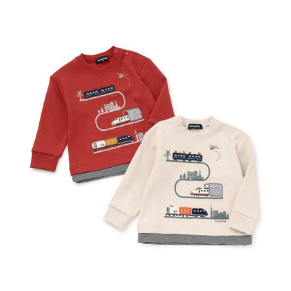 【人氣商品】【直營店無售】電車貼布繡拼接條紋下襬衛衣