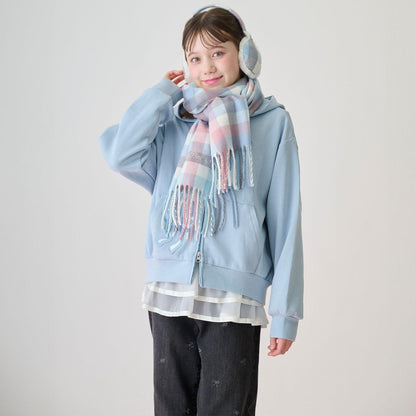 蝴蝶結貼飾雙拉鍊連帽衛衣