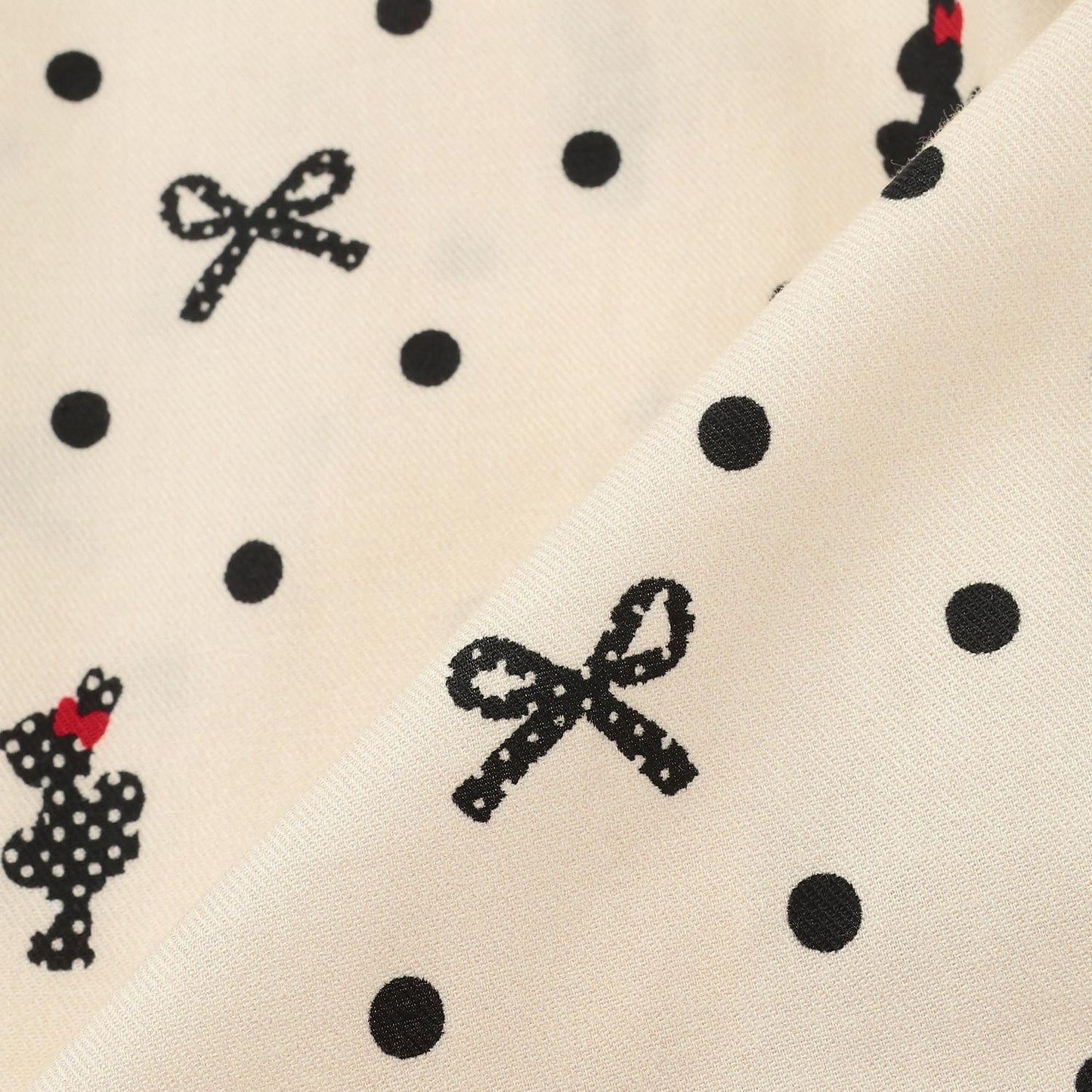 波點蝴蝶結圖案法蘭絨連衣裙【帶披肩】