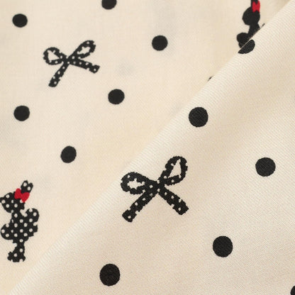 波點蝴蝶結圖案法蘭絨連衣裙【帶披肩】