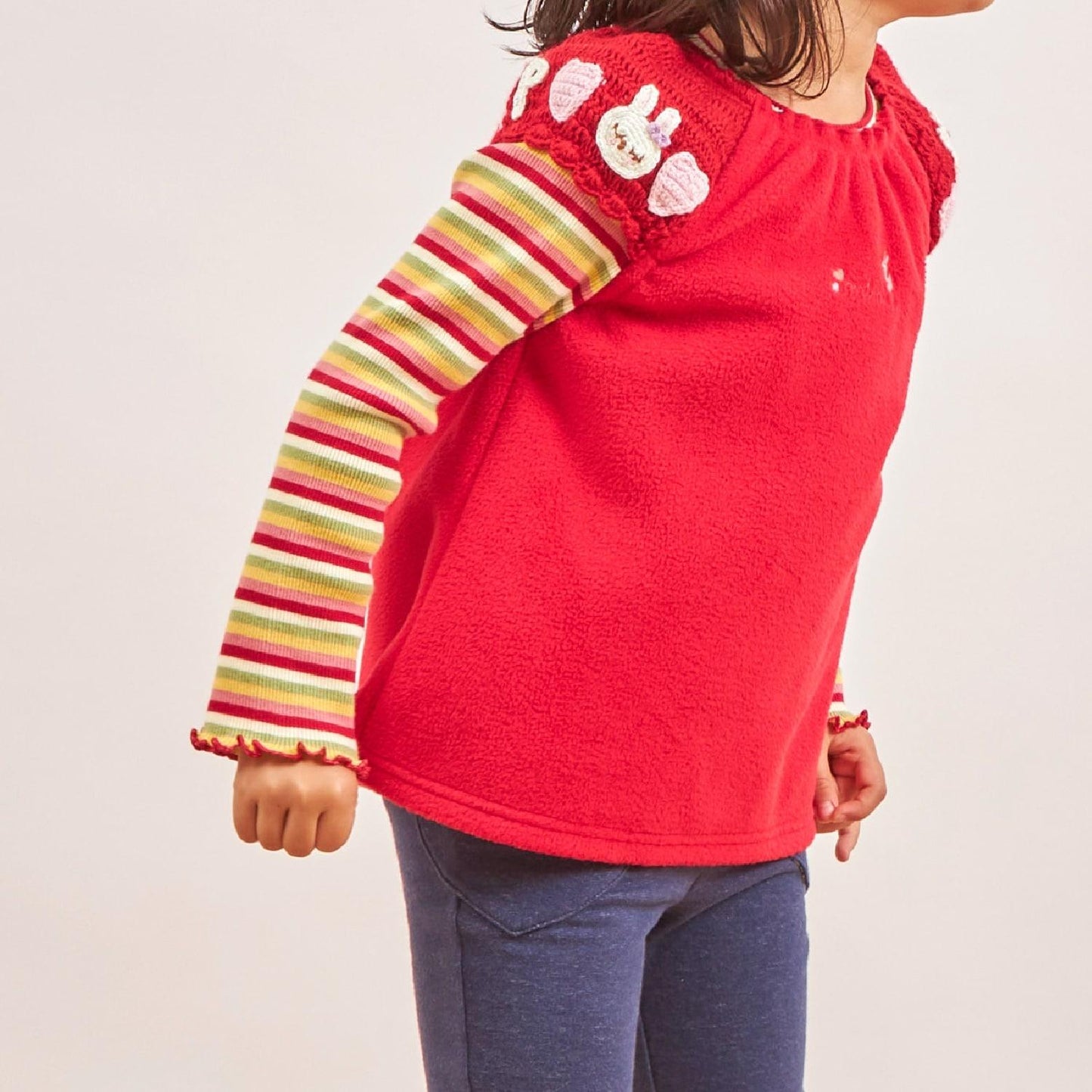 多色條紋羅紋長袖T恤